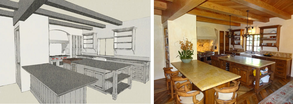 Hope Ranch Sketchup model / finished kitchen 